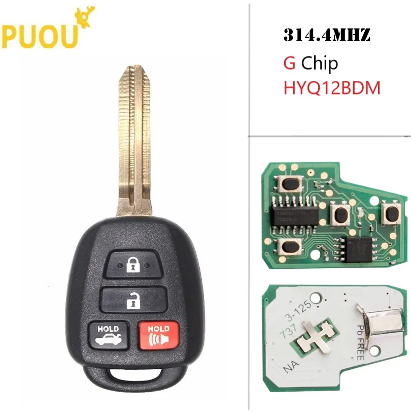 4 кнопки 314 Мгц дистанционный ключ для Toyota Camry G чип Опционально Corolla 2012 2017 HYQ12BDM|Ключ