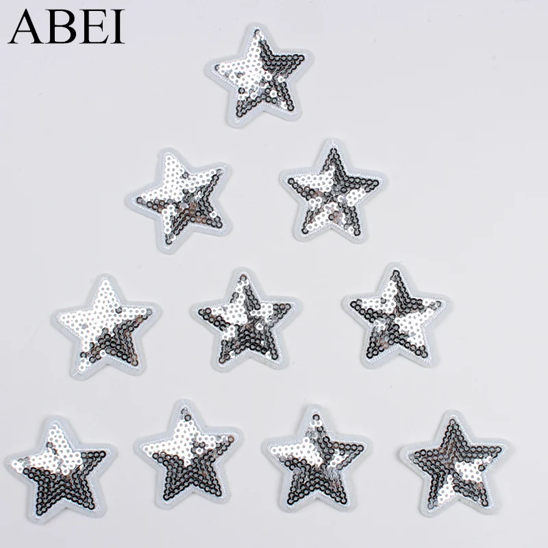 10 шт. вышивка блестками нашивка в виде звезды железный рисунок серебристые