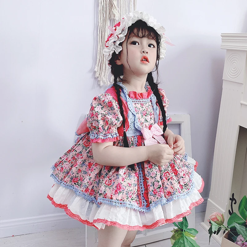 Baby Girls Spanish Dress for Kids Royal Frocks Children Princess Birthday Dresses Party Bow Lace Robe Fille Girl Clothing Gift | Детская