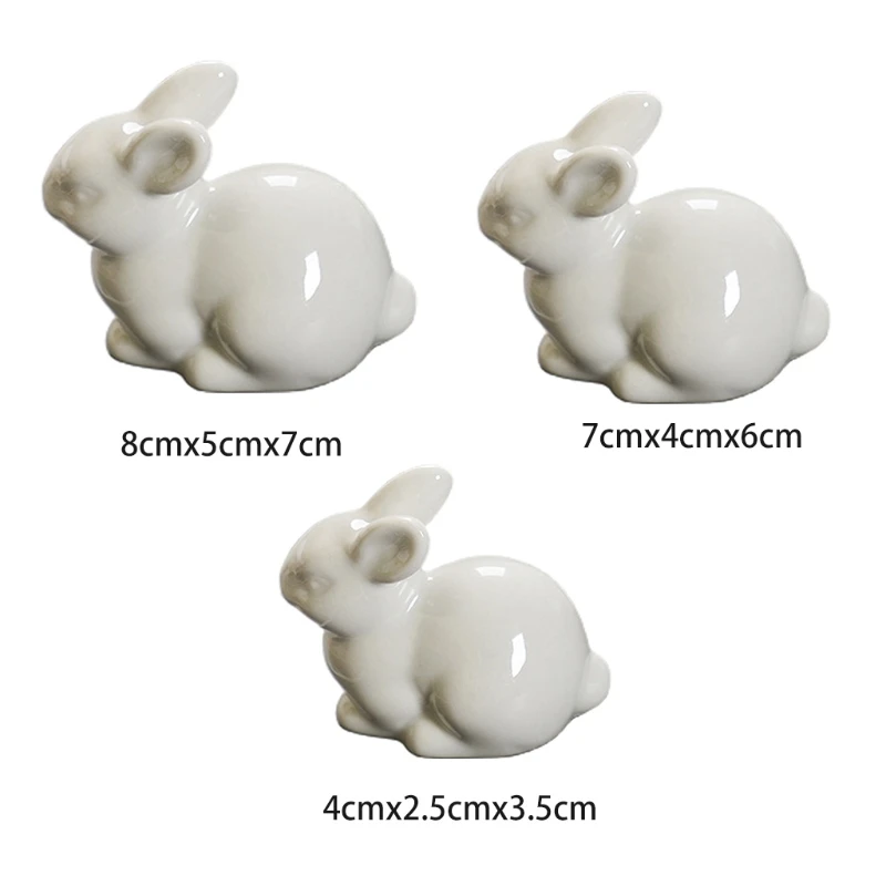 

White Ceramic Bunnies Home Tabletop Bookshelf Easter Decorations Bunny Microlandscape