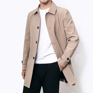 Mens Overcoat Business Casual Autumn Winter Coat Thick Windbreaker Fashion Khaki Long Trench Coat Me in USA (United States)