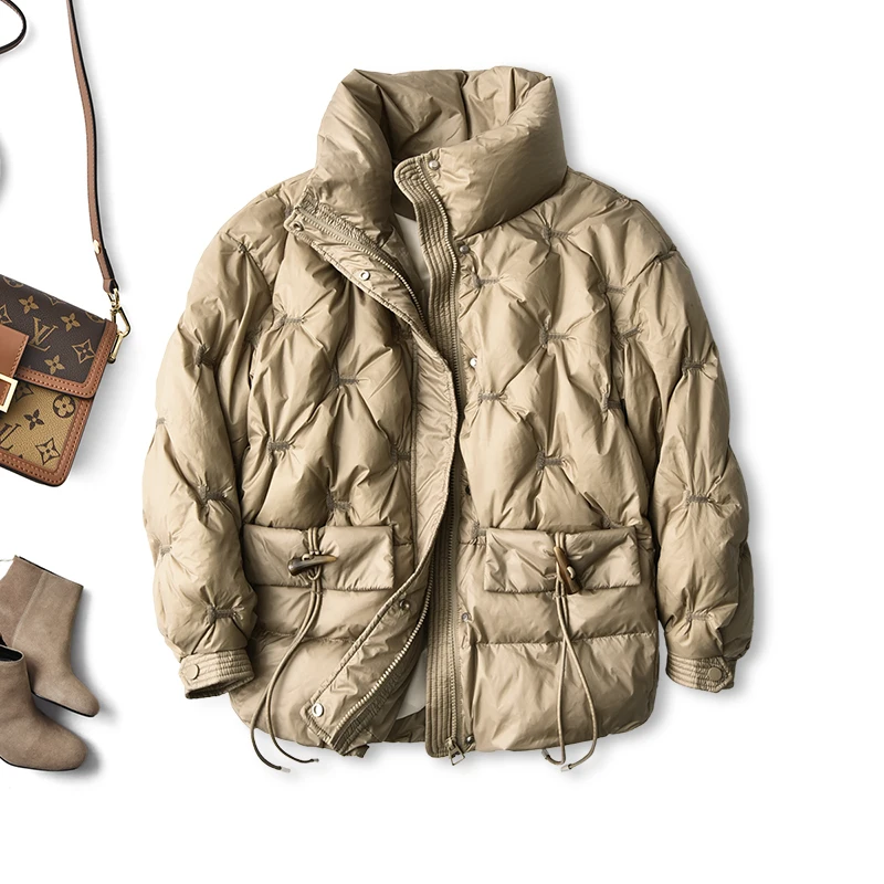 SHUCHAN Women Coats and Jackets Winter  90%  White Duck Down  Zipper  Abrigos Mujer Invierno 2021  Wide-waisted  High Street