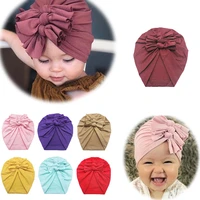 baby headband hat bowknot print cotton stretchy turban headband infant head wrap beanie hat girls headwear baby hair accessories