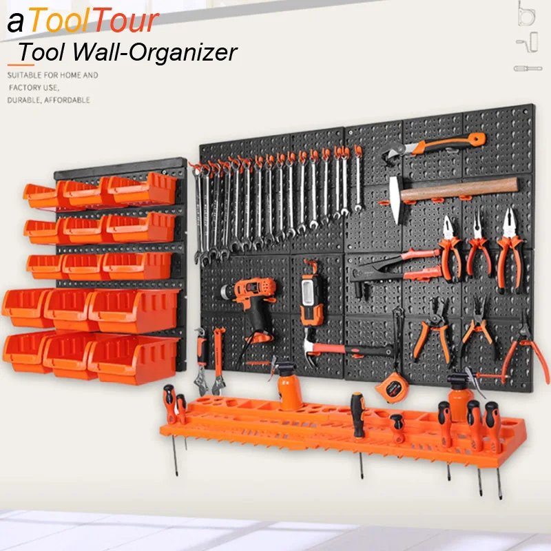 Wall-Mounted Hardware Tool Mount Hanging Board Parts Garage Wall Workshop Storage Rack Screw Wrench Organizer Classification Box