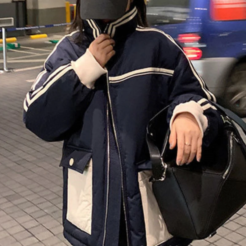 2023 Winter Gothic Coats Warm Plus Velvet Loose Parkas Short Coat Puffer Bomber Basic Jacket Female Outwear Snow Wear Harajuku