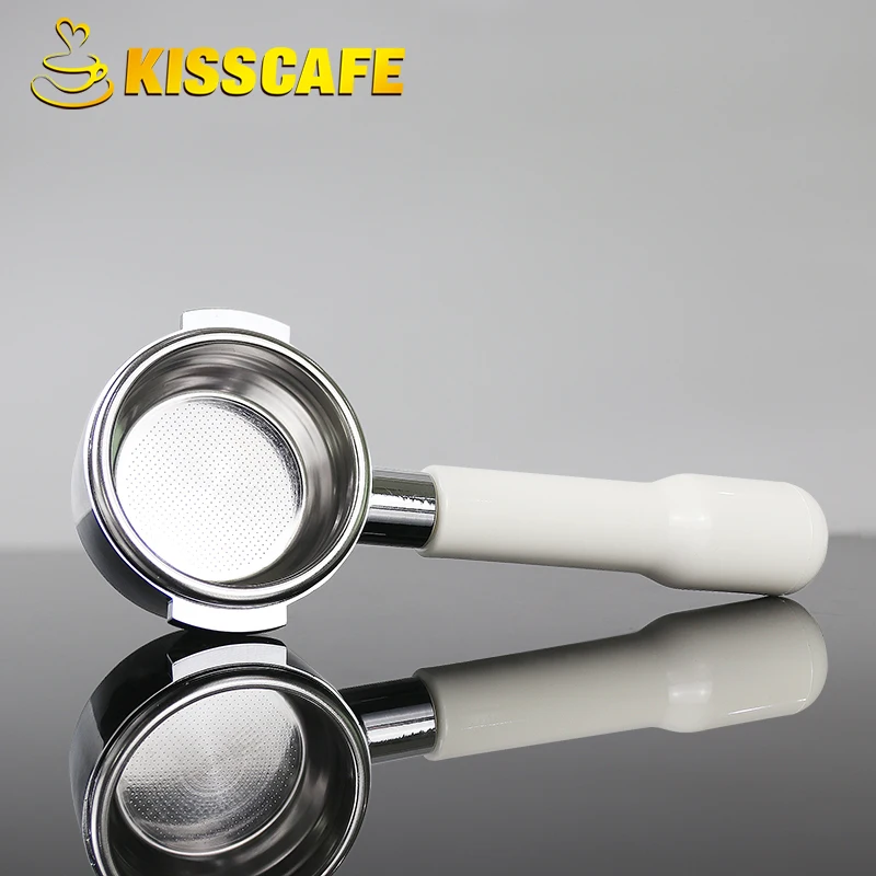 58MM Stainless Steel Coffee Machine E61 Bottomless Filter Holder Portafilter White Handle For NUOVA Professional Accessory
