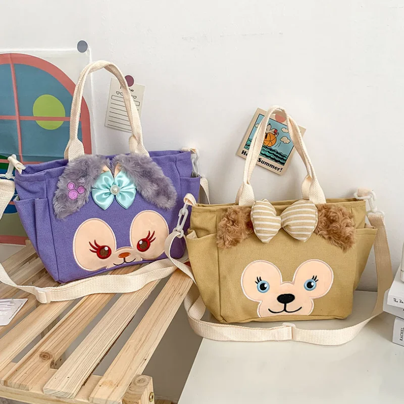 Школьный портфель Disney StallaLou, холщовая сумка-мессенджер с рисунком из мультфильма, японская милая сумочка, модные трендовые студенческие сум...