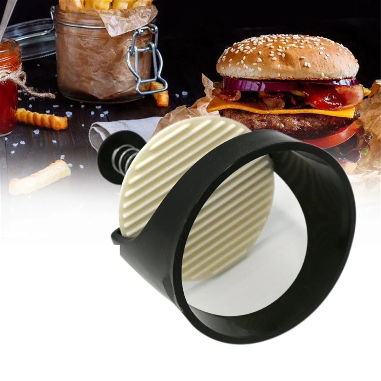 

NEW Round Shape Hamburger Press Food-Grade Plastic Hamburger Meat Beef Grill Burger Press Patty Maker Mold Mould Kitchen Tool