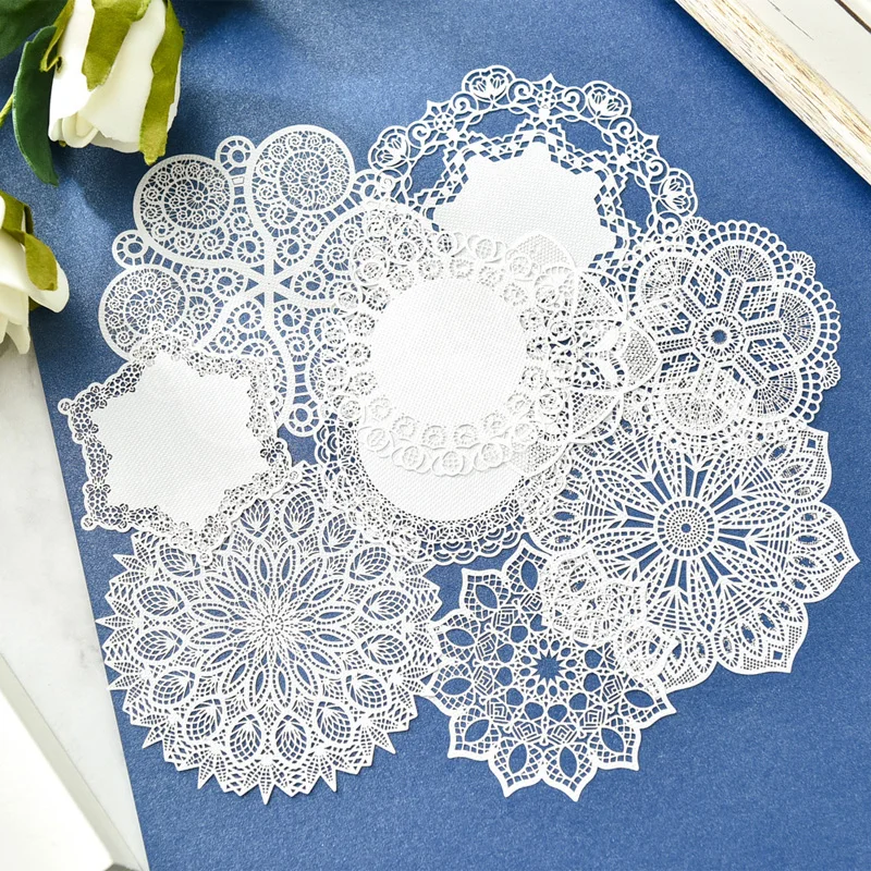 

5/10Pcs Vintage Round White Circle Lace Paper Doilies DIY Scrapbooking Album Junk Journal Planner Decorative Craft Paper