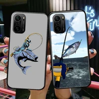 fishing art hook phone case for xiaomi redmi poco f1 f2 f3 x3 pro m3 9c 10t lite nfc black cover silicone back prett mi 10 ultra