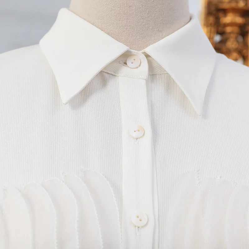 VOA однотонные белые 100% шелковая блузка Для женщин женские офисные топы рубашки