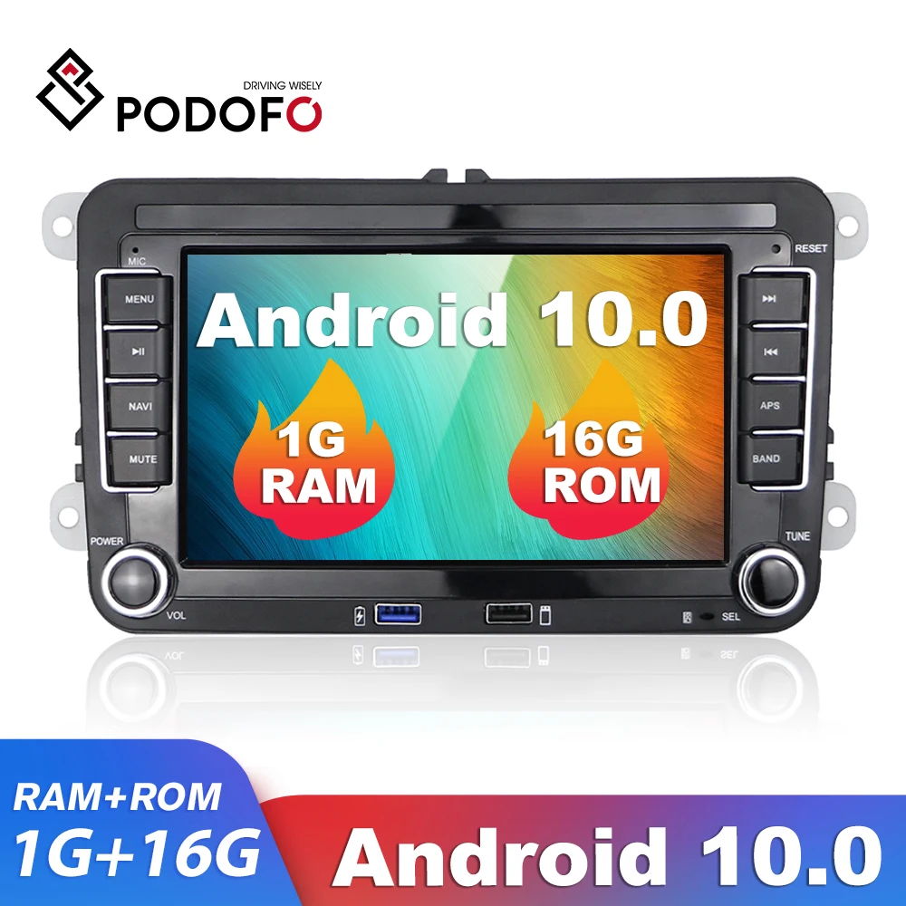 

Podofo Radio Android 2 Din Car Multimedia MP5 Player 7'' Stereo Receiver GPS For Skoda VW Passat B6 Polo Golf 5 6 Touran Seat