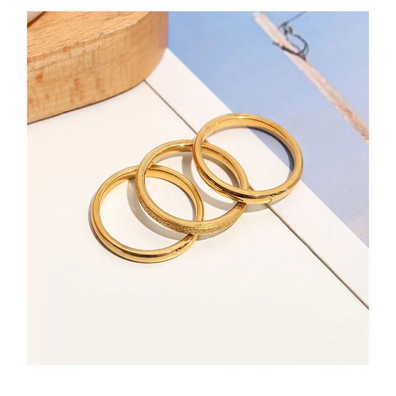 

2021 Korean Version Of The New Hot-Selling Three-Piece Simple Ring Versatile Stainless Steel Ring Online Celebrity Fine Jewelry