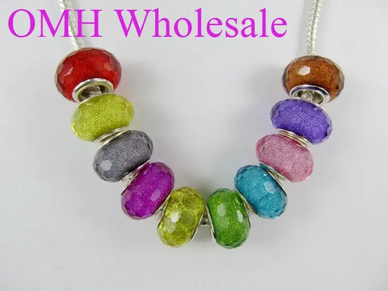 Оптовая продажа, 8 шт., аксессуары для ювелирных изделий OMH 14x9,5, стеклянные бусины keramiek из смолы с большим отверстием, европейские космические бусины для браслета Pj426