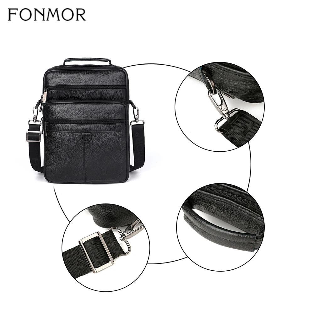 Мужской портфель из натуральной кожи Fonmor деловая сумка мессенджер воловьей для