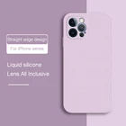 Жидкий силиконовый чехол для iPhone 13 12 Mini 11 Pro Max SE 2020 13Mini с прямыми краями, защитный противоударный мягкий чехол из ТПУ