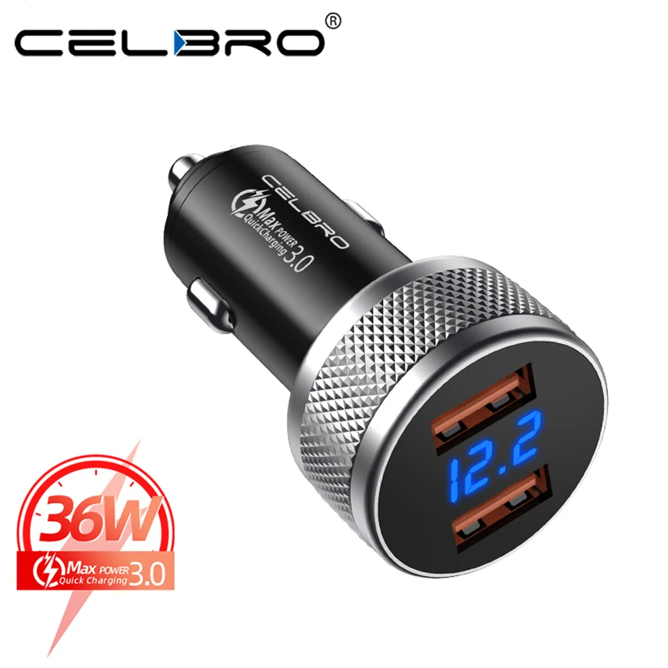 Обновленное автомобильное зарядное устройство USB с двумя Usb портами 30 Вт QC 3 0