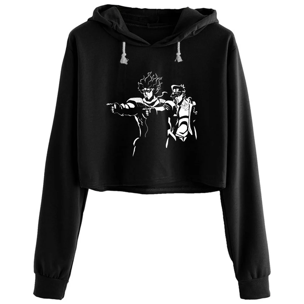 

Stand Fiction Crop Hoodies Women Kawaii Goth Grunge Harajuku Pullover For Girls