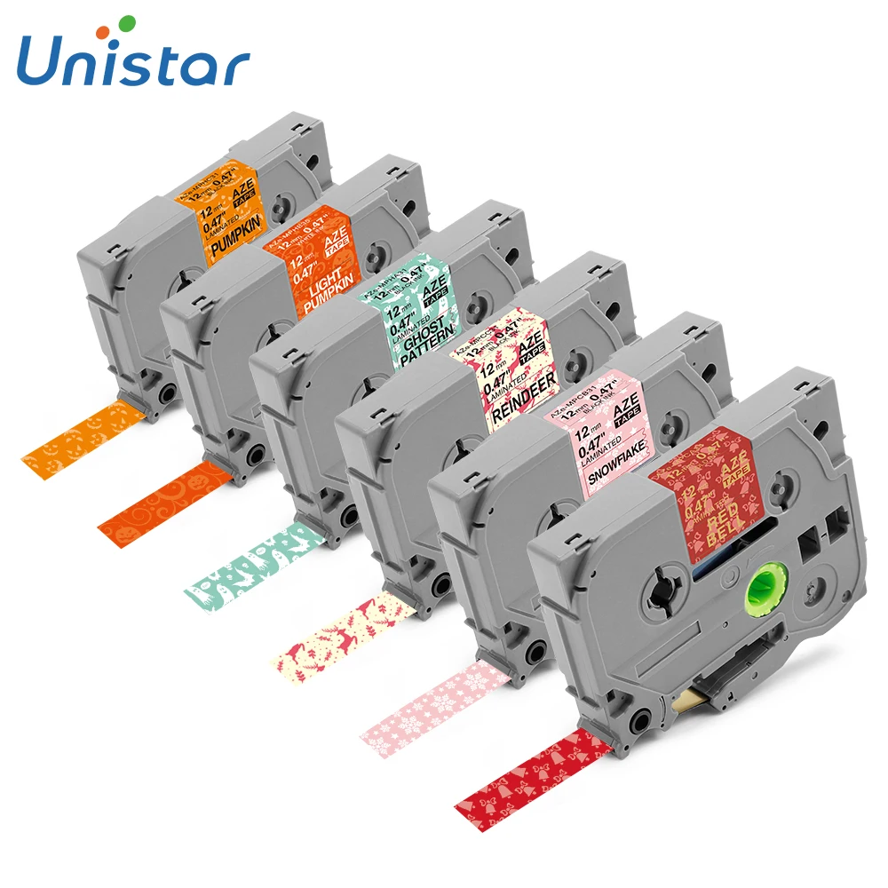 Unistar 5 шт. TZe шаблон ленты Совместимость для Brother P-Touch принтер ленты 12 мм x 4 м TZe лента для маркировки TZe-MPVA31 TZe231 - Цвет: 6 Pack