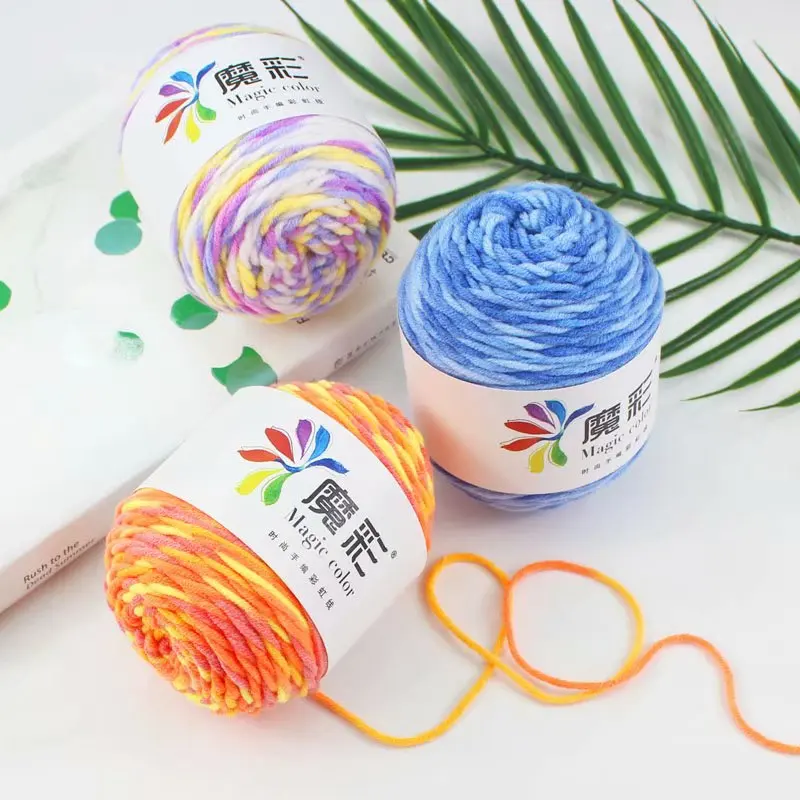 Rainbow Color Hand-woven Cotton Yarn Soft Crochet Thick For Hand Knitting Warm Sweater Sofa Cushion Scarf DIY | Дом и сад