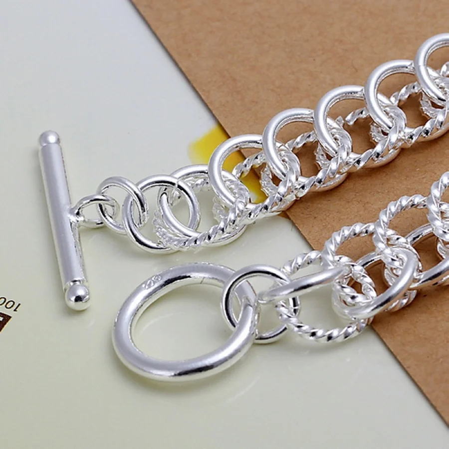 

925 Sterling silver Charm fashion beautiful for women lady wedding Refined geometry TO Bracelets Jewelry free shipping wholesale