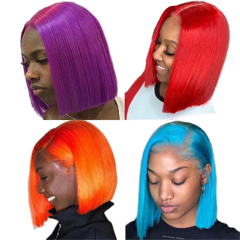 

Цветной парики из натуральных волос на кружевной основе натурального предварительно вырезанные или вотсапе парик прямые боб Синтетически...