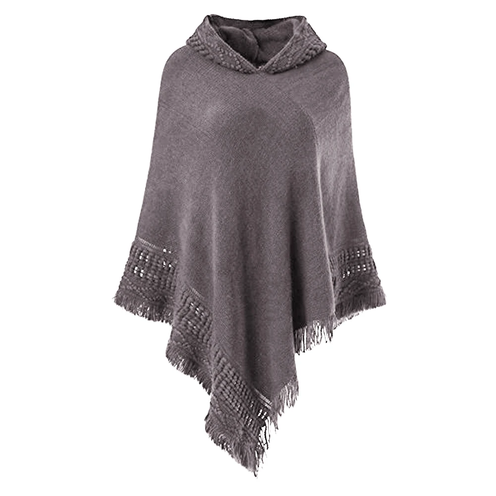 2019 Теплый Женский вязаный Топ с рукавами летучая мышь пончо накидка кардиган