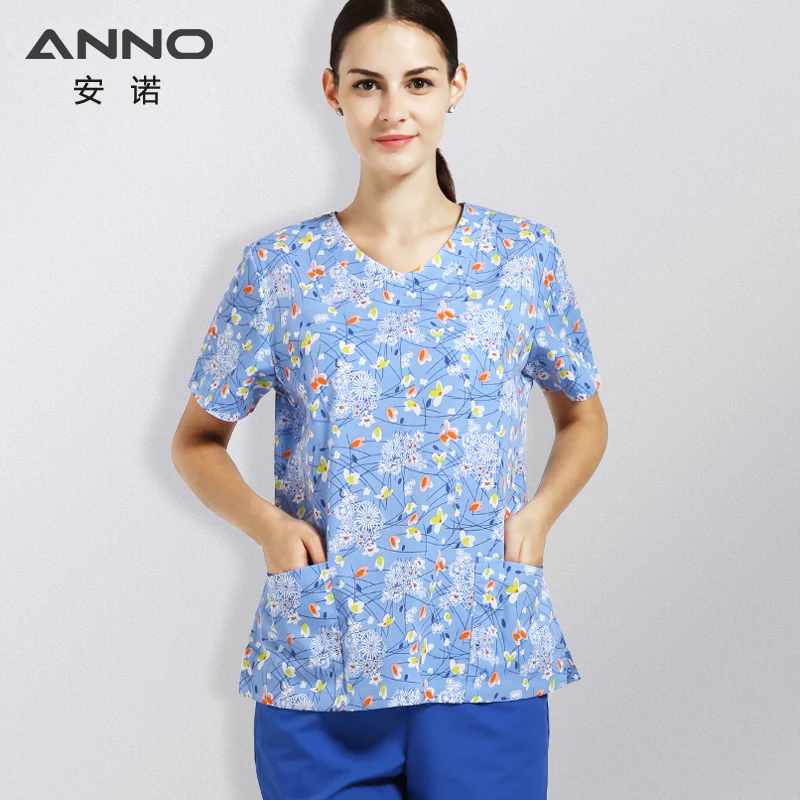 Униформа медперсонала ANNO с круглым вырезом унисекс медицинский костюм для
