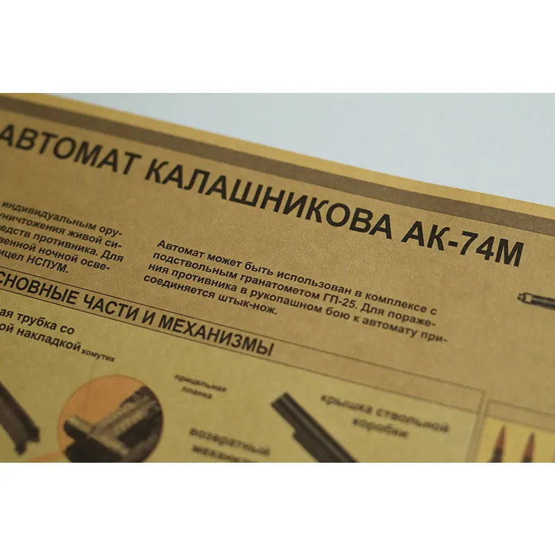 Схема конструкции AK74M знаменитое оружие фотобумага без клея HD печать украшение
