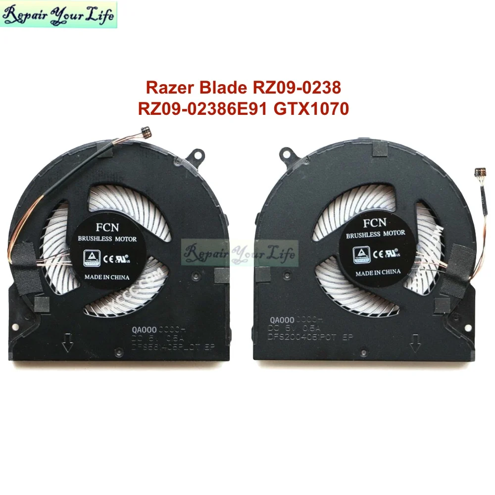 

Laptop CPU GPU Cooling fans For Razer Blade 15 RZ09-0238 RZ09-02386E91 2019 Notebook PC Cooler Fan radiator GTX 1070 DC 5V 0.5A