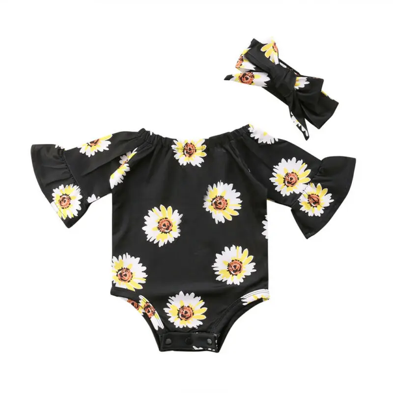 

Cute Newborn Baby Girls Sunflower Romper Bodysuit Jumpsuit Outfits Clothes Set