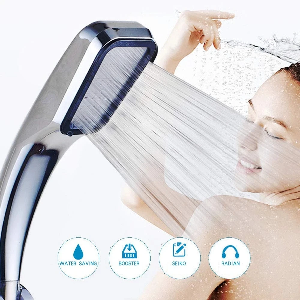 Zhangji ABS 300 Holes Shower Head Set With Stainless Steel Hose And Plastic Shower Holder High Pressure Water Saving Showerhead