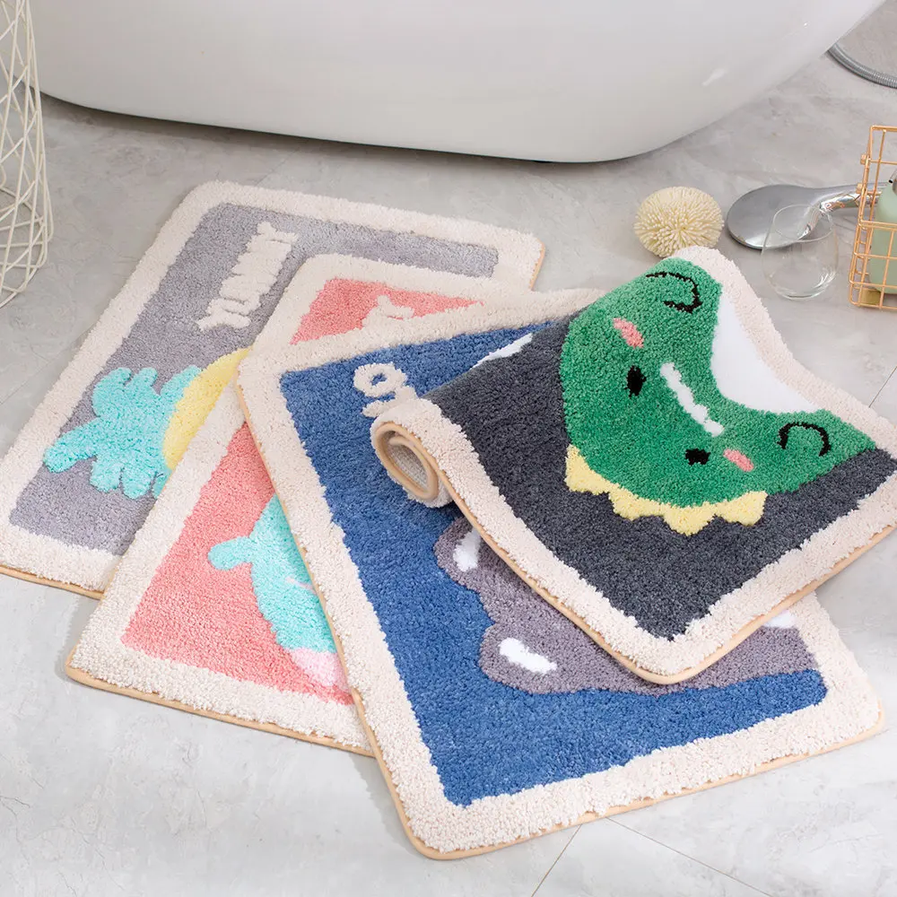 

High quality Cartoon Home Bathroom Carpet Foor Mats Toilet Door Mats In Front Of Shower Room Flocking Thick Non-Slip Mats