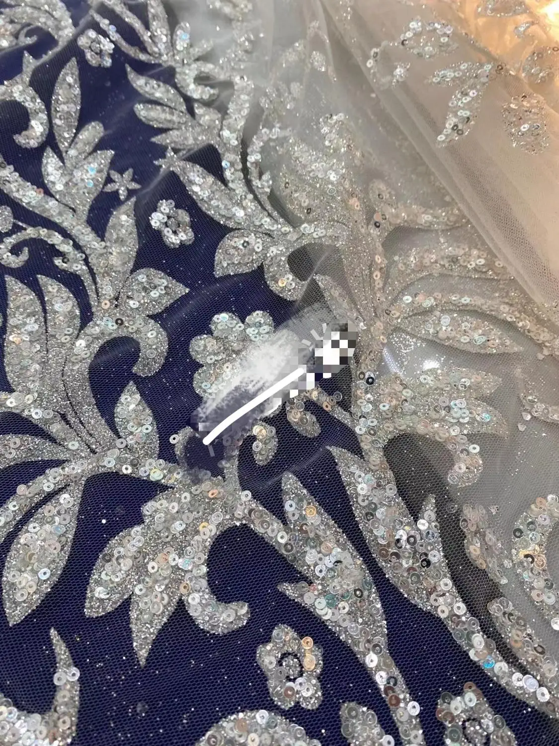 

Hot Sale Sequin Glitter Lace Embroidery Lace Accessories Handmade DIY Wedding Dress Sequins Lace Fabrics 10/Yards