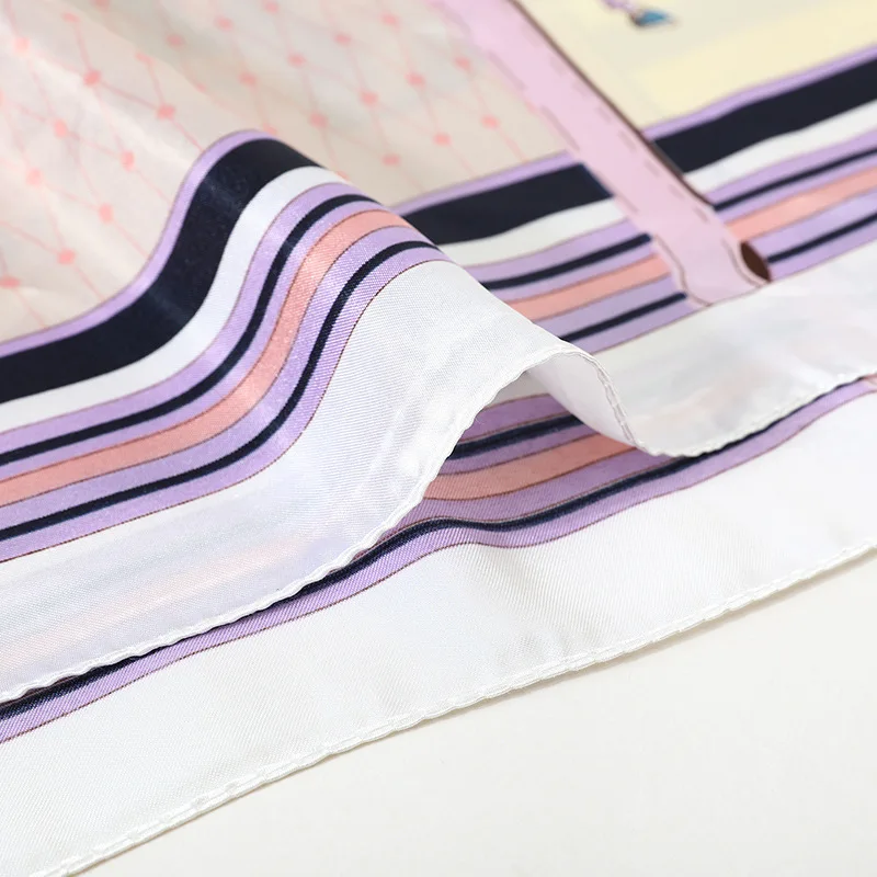 

2021 New Fashion Silk Square Scarf For Women 90*90cm Neck Hair Tie Band Bag Warp Soft Neckerchief Hijab Headscarf Female Foulard