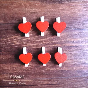 Деревянные зажимы, 50 шт.лот, с красным сердцем для украшения дома
