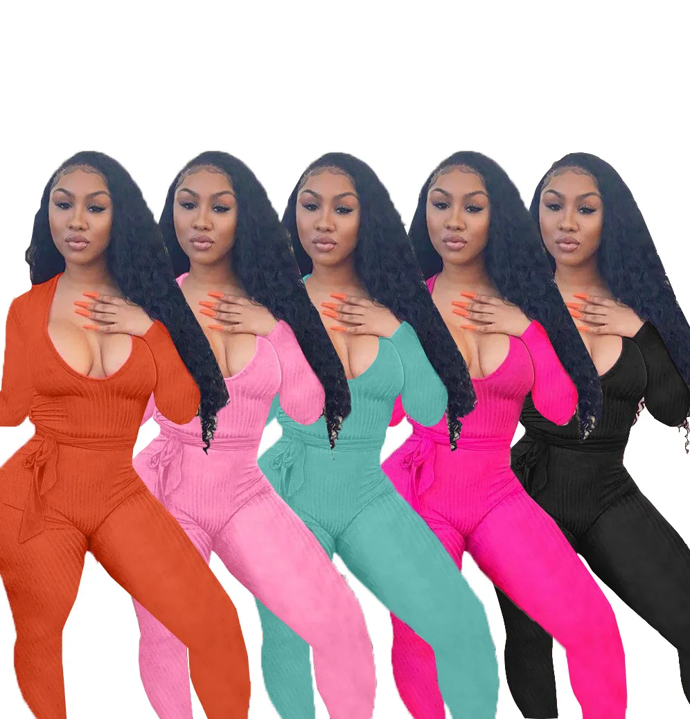 Женский трикотажный комбинезон в рубчик с вырезом лодочкой|Женские комбинезоны|