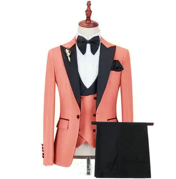 2021 Casual Peach Jacket Men Suit Slim Fit Wedding Tuxedo Custom Made Wedding Groom Party Suits Costume Homme Best Man Blazer