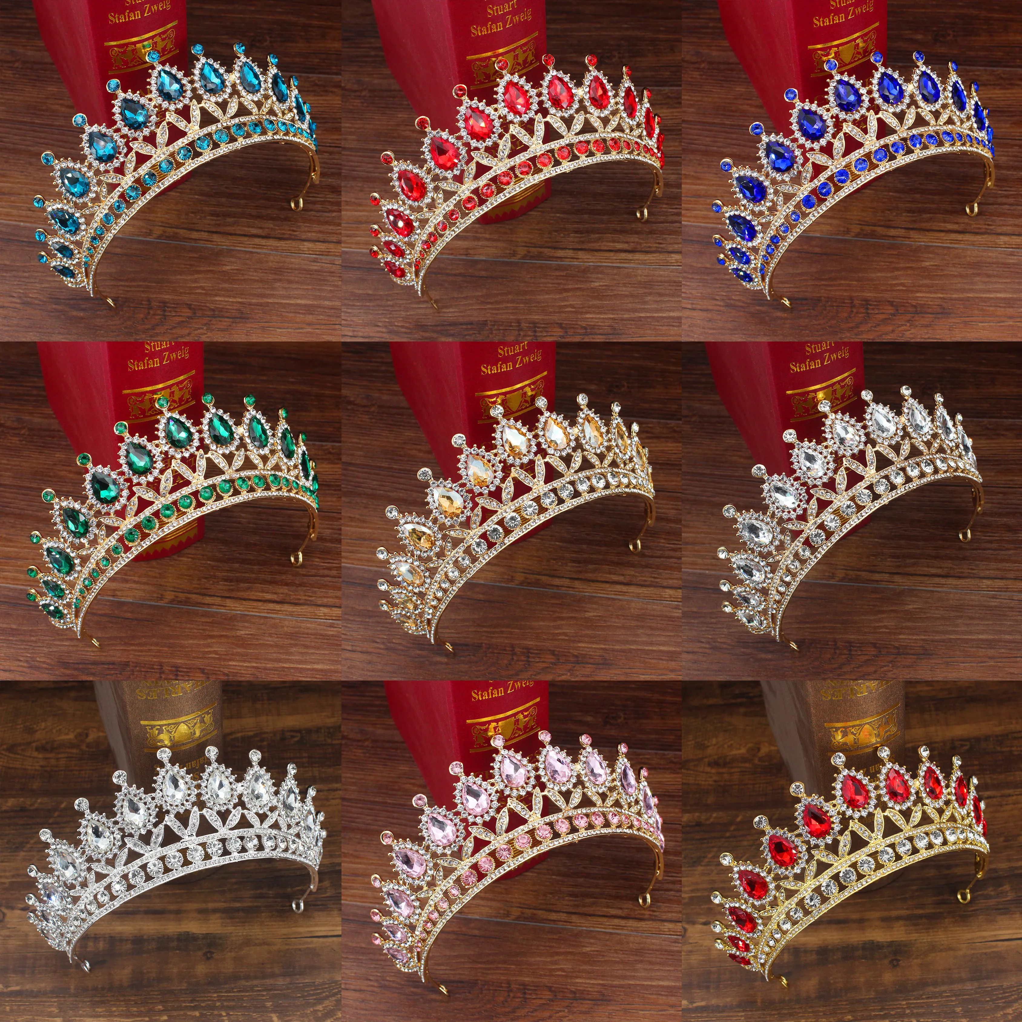 

Wedding Crystal Bridal Tiara Crown Queen Bride Diadem Hair Ornaments Head Jewelry Accessories For Women Pageant Headpiece