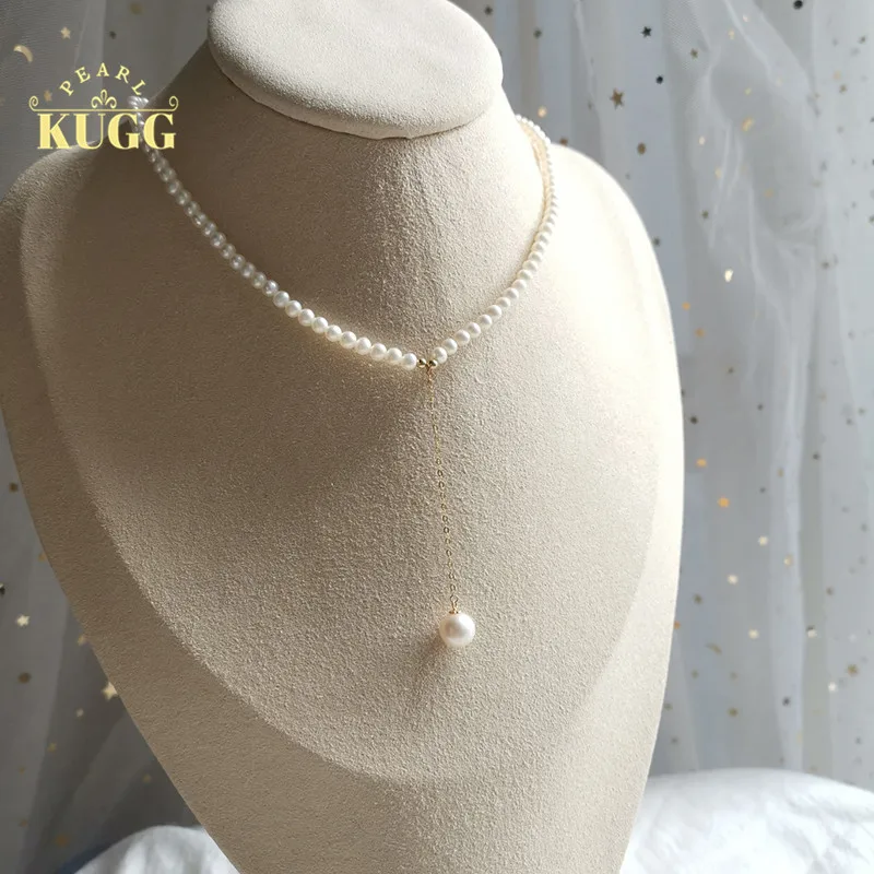 Ожерелье KUGG из жемчуга 18 карат желтого золота ожерелье натурального