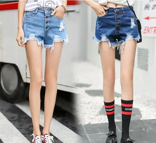Летние джинсовые шорты с высокой талией для женщин Harajuku Свободные женские