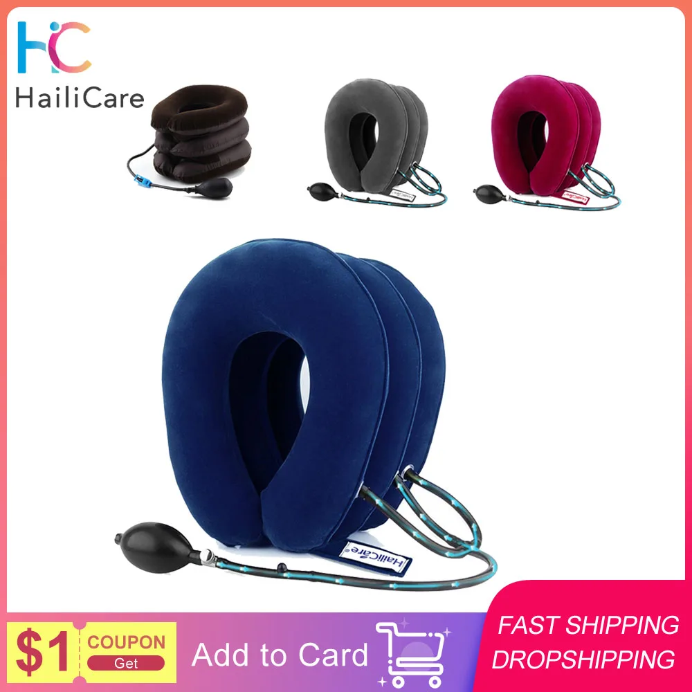 

3 Layers Inflatable Neck Cervical Traction Massager Device Collar Vertebra Brace Health Care Pain Relief Neck Massage Relaxation