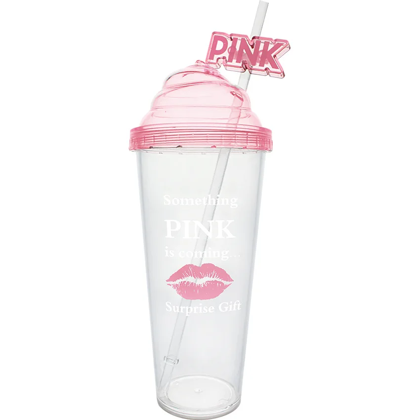 640 мл розовый Мороженое витой Крытая диспенсер для охлажденных напитков Кофе