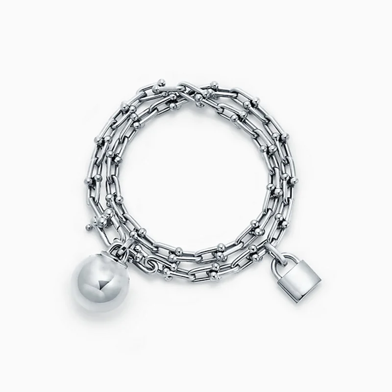 

100% S925 Sterling Silver Bracelet U-Shaped Lock Trendy Bracelet Women Logo Fine Fashional Jewelry Valentines Birthday GIFT
