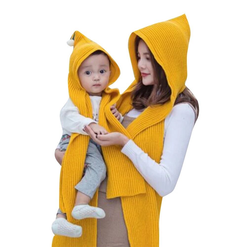 Новинка Модный женский теплый зимний вязаный длинный шарф с капюшоном мягкая