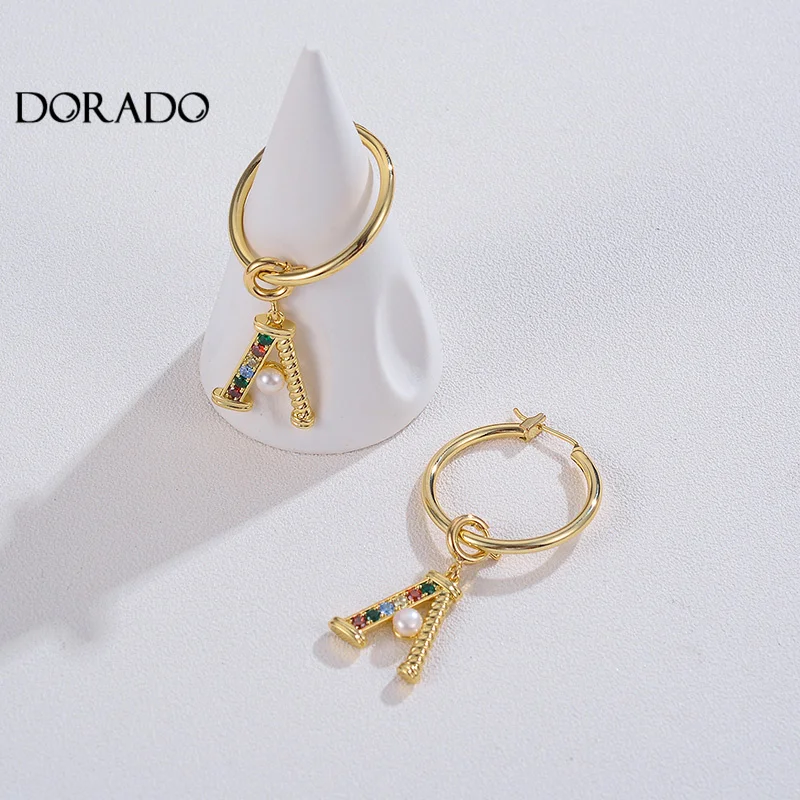 

Dorado New Personality Fashion English Letters Earrings For Women Colorful Zircon Crystal Pearl Earring Jewelry Bijoux Gift