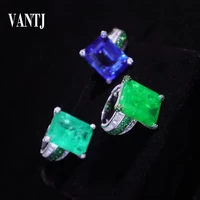 vantj new paraiba rings sterling 925 silver created sapphire emerald big stone1520mm for women party wedding jewelry gift