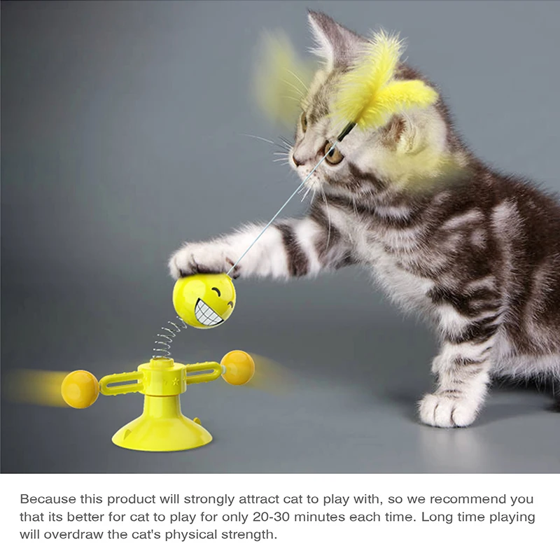 

Pet Cat Toys Spinning Ball Feather Free Rotating Cat Club Attract Cat's Interest Yellow Appearance High Elastic Spring