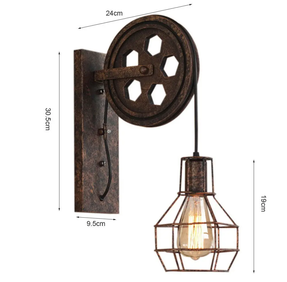 

Vintage Industrial Wall Lamp American Loft Pulley Wall Light Living Room Decoration Iron Art Wall Lamps Home Decor Light Fixture