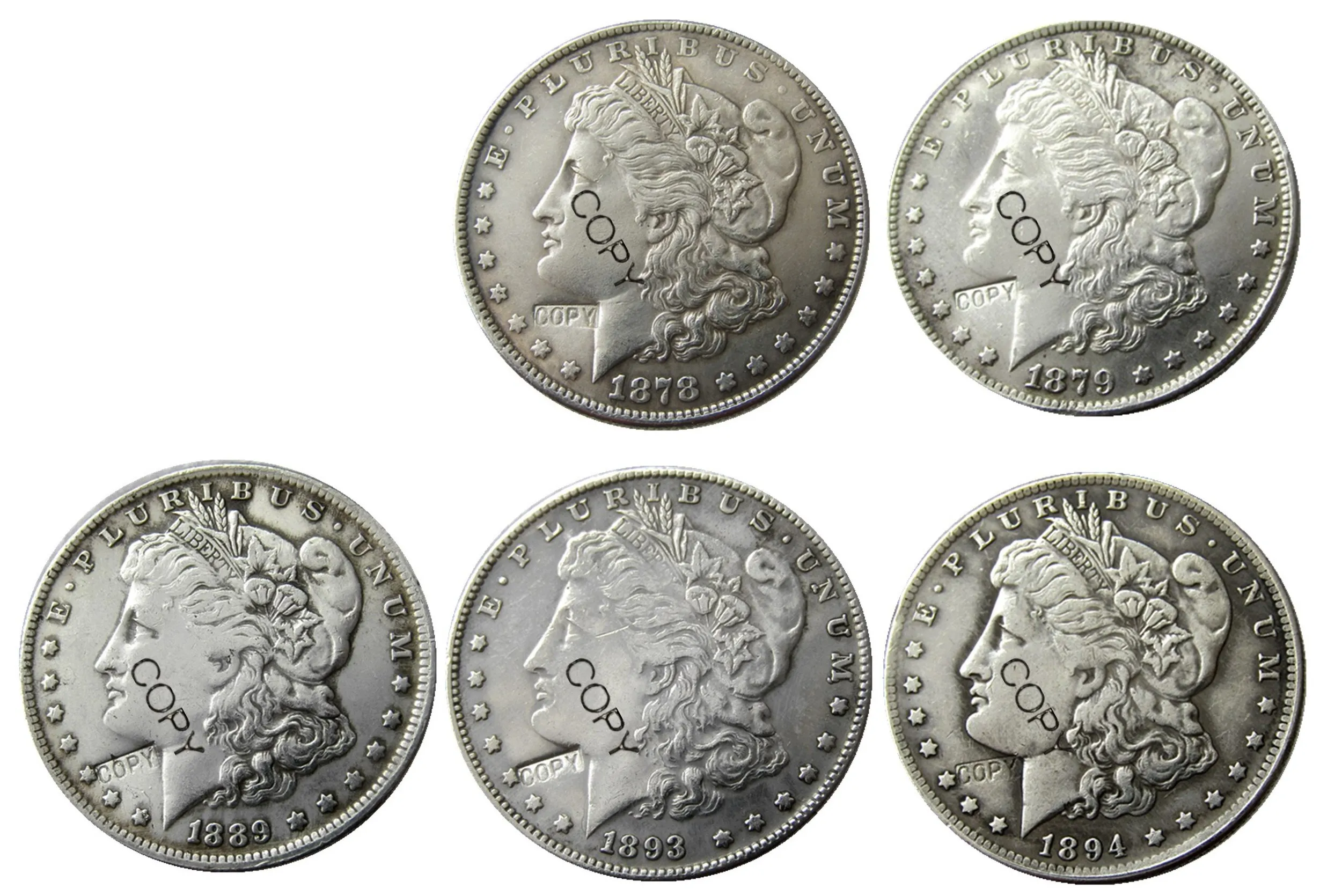 

US Coins 1878cc 1879cc 1889cc 1893s 1894 5pcs Morgan Dollar copy Coins Silver Plated